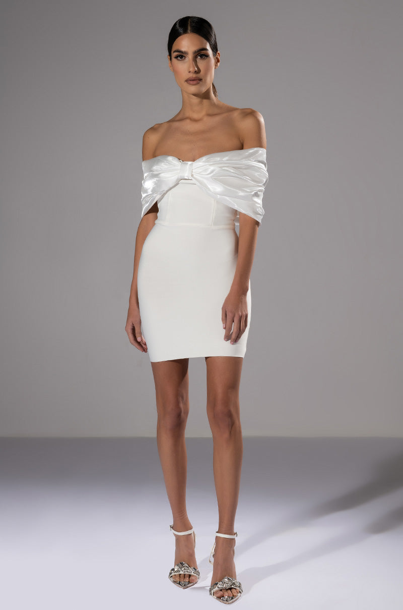 ZURI STATEMENT BOW BANDAGE MINI DRESS