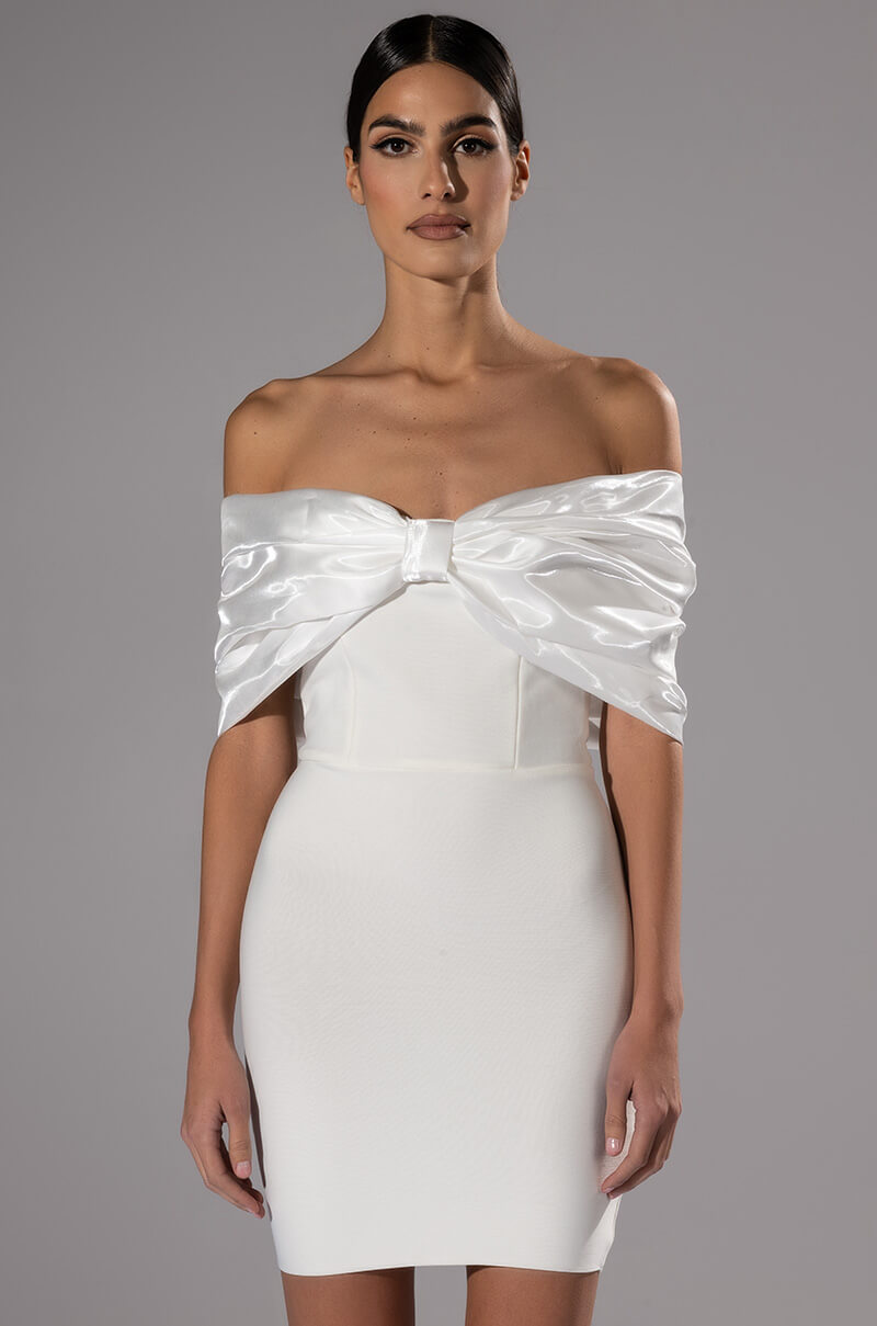 ZURI STATEMENT BOW BANDAGE MINI DRESS