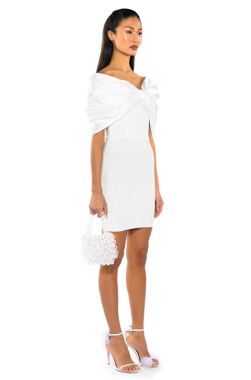 ZURI STATEMENT BOW BANDAGE MINI DRESS
